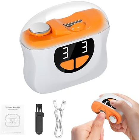 Coupe-ongles électrique, 3 vitesses, avec lumière LED, coupe-ongles et lime à ongles 2 en 1 pour enfants, adultes et personnes âgées (Orange)