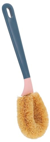 PENIKOKO Cepillo Portátil para Ollas y Cepillo para Limpiar Platos Mango Largo, Fibra Natural Resistente, Superficie Potente para Fregado, Orificio para Colgar, Adecuado para Limpieza