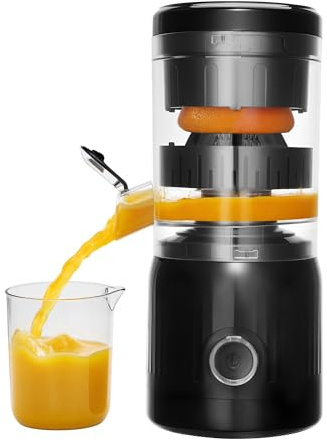 MAISON HUIS Orangenpresse Zitruspresse Zitronenpresse Elektrisch Saftpresse Juicer Entsafter für Orange, Zitronen, Zitrusfrüchte, USB-Ladefunktion, Schwarz