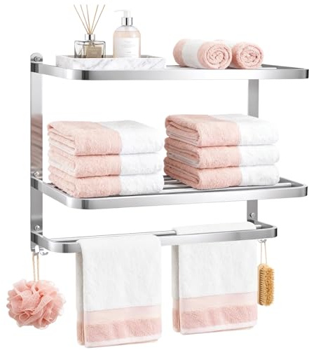 SUNNYNEST Bathroom Towel Rack 3-Tier Stainless Steel Wall-Mounted Towel Bar Holder for Bathroom, Lavatory, Hotel Towel Storage Shelf