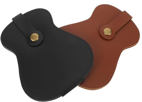 AKOOSY 2-delat plektrumhållare fodral PU-läder kompakt organisatör för Ukulele akustisk gitarr och låg förvaring praktisk förvaring för svart och brun plektrum
