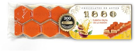 1880 Turrón Chocolates de Autor Fruta de la Pasión, 200 g | Recubierto blanco y crujiente, hecho en España, ideal para regalar, para compartir o como capricho, dulce navideño
