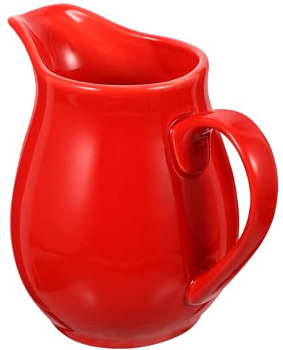 Toyvian Ceramic Red Sauce Boat with Saucer, Gravy Container Pourer for Restaurant Use, Sturdy Ceramic Sauce Dispenser and Gravy Pitcher for Serving Condiments