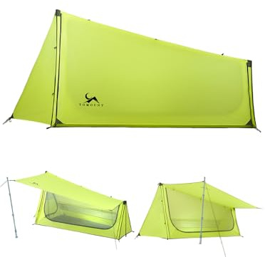 TOMOUNT Ultraleichte Nylon Trekking Shelter EIN-Mann Zelt Kleine Packungsgröße Zeltbahn, 4 Saison Wasserdicht & Winddicht Kompakt Trekkingzelt für Hiking, Wandern, Camping, Outdoor