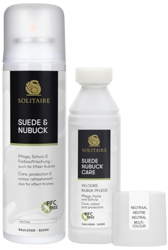 SOLITAIRE Velours Nubuk Kombipack Farbauffrischung, Lederpflege, Imprägnierung Farbaktivierung von Schuhen aus Wildleder, Rauleder, Veloursleder, Nubuckleder und Textilien