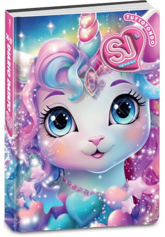 SJ GANG STYLE JAM GANG Diario Scuola Elementare Datato 10 Mesi,Unicorno, 352 Pagine, Copertina Imbottita con Angoli Arrotondati, Segnalibro e Stickers Inclusi, Formato 14 x 20,6 cm, Bambina