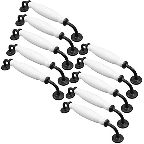 EBETA 10er Weiß Bogengriffe Schrankgriffe Schubladegriff Möbelgriffe Türknöpfe Möbelknöpfe Türgriff Keramik (Pech 160mm, 10 Stück)