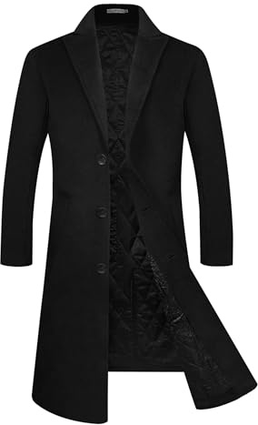 APTRO Mens Wool Coats Long Coats Thick Winter Jacket Elegant Outwear 80% Wool Trench Coat 1817 Black M