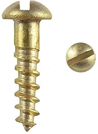 Solid Brass Round Head Slotted Woodscrew ~ All Gauges & Sizes inc. 4,6,8 Screw (50, No.6 x 3/4)