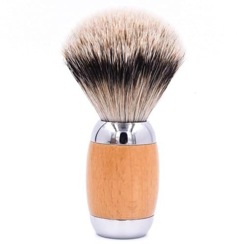 Taconic Shave's Extra Dense 100% 3-Band Silvertip Badger Luxury Shaving Brush –Deluxe Beechwood and Chrome Handle - Shaving Stand Included