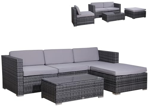 SVITA California Poly-Rattan Lounge Gartenset Sofa-Set Garnitur Gartenmöbel Couch-Set
