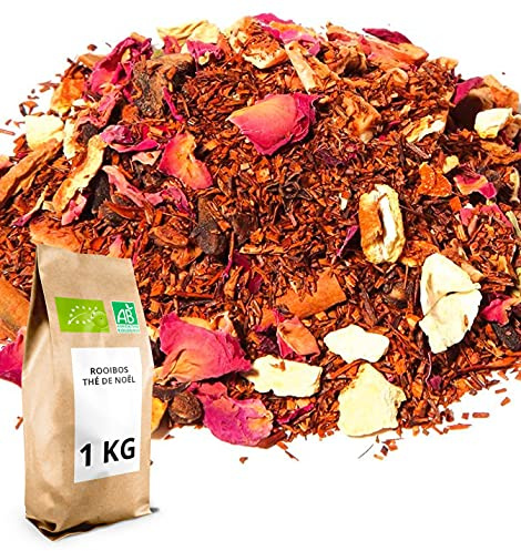 Rooibos Bio thé de Noël - 1 kg (400 tasses) - Thé en vrac 100% Agriculture Biologique - Thés Direct