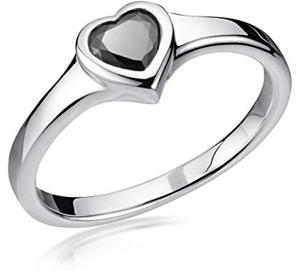 MATERIA by Matthias Wagner Damen Ring Herz Silber 925 schwarz - Silberring Verlobungsring rhodiniert