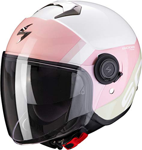 Scorpion Motorradhelm EXO-CITY SYMPA White-Coral-Green, Rosa/Weiss, L