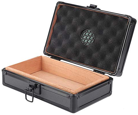Zigarrenbox aus Aluminium, tragbare Mini-Reisebox mit integriertem Luftbefeuchter, kompakte Zigarrenbox für unterwegs, für Reisende, Sammler und Genießer