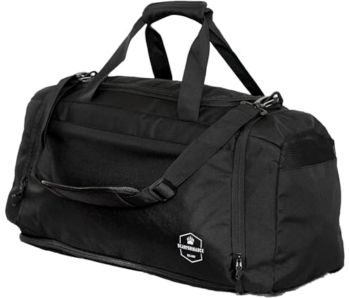 Bearformance Ultimate Sportbag – Sporttasche mit Schuhfach, 70L, Schwarz | Herren & Damen | Rucksackfunktion | Nassfach | Sport, Reise, Gym | recyceltes PET | 12 Fächer
