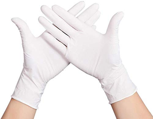 Herrmann 200x Einweghandschuhe Weiß, Einmalhandschuhe S, Handschuhe Einweg 200 Stück/Box, Gummihandschuhe puderfrei, latexfreie Nitrilhandschuhe in S, M, L, XL Putzhandschuhe, Koch-/Küchen-Handschuhe