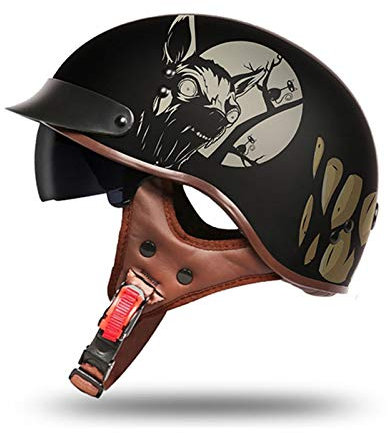GAOZHE retrò Casco Scodella,Caschi Motorino Vintage Portatile Mezzi Caschi Jet, Casco Jet Moto Aperto Scooter ECE Omologato Donna Uomo con Visiera Parasole