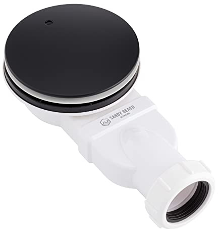 Bonde de Douche Slimline Noire, Bonde de Receveur de Douche Noire, Siphon de Douche, Bonde de Douche Noire, Siphon pour Bac à Douche Noir, Bonde de Douche de 90mm de Diamètre et 48mm de Profondeur