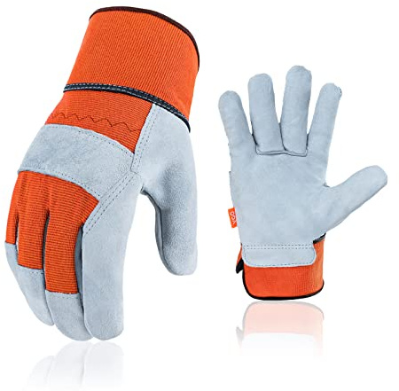 Vgo... Guantes de Jardinería de Piel de vaca Antipinchazos para trabajos de jardinería argicultura trabajador construcción almacén para Hombre&Mujer, 1 par