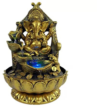 Ganesha Statues Indoor Water Fountain, Elephant Buddah Statute Tabletop Fountain with Rolling Ball, Zen Fountain for Home Office Bedroom Desk Decoration (Style 6)