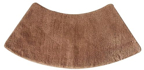DFEO Curved Bath Mat, 45x100cm Microfiber Fluffy Washable, Soft Absorbent and Fit Perfect Around Shower. (Brown)