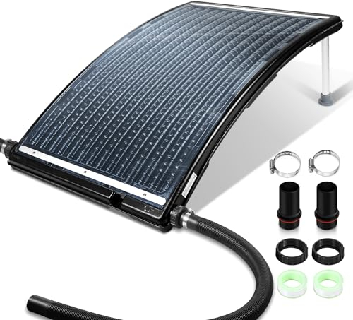 Herrselsam Poolheizung Solar Solarheizung Pool 113 x 69 x 35 cm, Sonnenkollektor Pool Anschluss Ø 32-40mm, Höhenverstellbar Pool Heizungen Solar für Warmwasser Schwimmbad Gartendusche Pool