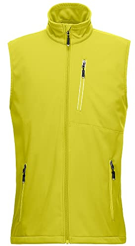 33,000 fot lätt softshell väst för män, vattentät vindtät löparväst, ventilerande väst gilet ärmlös jacka för cykling, löpning, vandring, golf, arbete, Citrongrön, 4XL