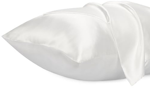 Lirex 2 Paquetes Funda de Almohada Satén 40x70cm, Suave como una Funda Almohada Seda, Fundas con Cierre de sobre, Protege Cabello y Piel, Certificado Oeko-Tex, （Blanco）