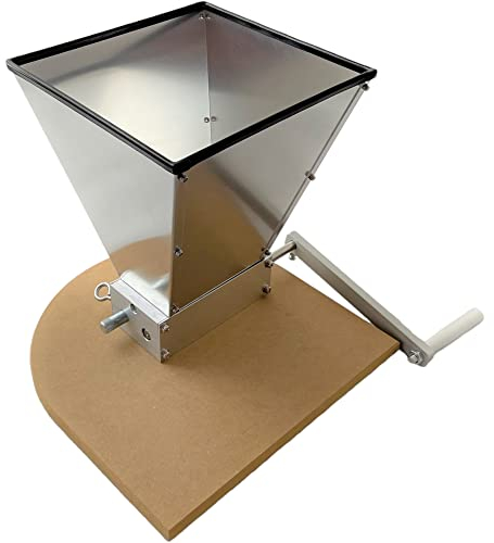 Stainless Steel 2 Roller Malt Mill for Home Brewing Manual Grain Crusher Adjustable with Wooden Base