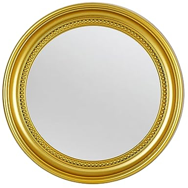 OIGUMR Kreisspiegel, runder Wandspiegel, Badezimmerspiegel, Wanddekoration, Gold, 45,7 cm
