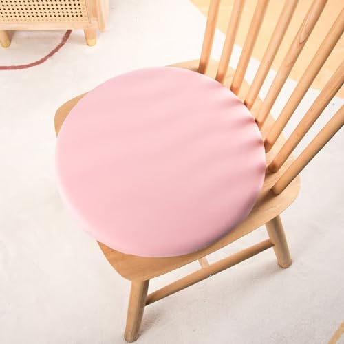 Tielag Rund Memory Schaumstoff Sitzkissen Stuhlkissen 35x35x3.5cm, Rutschfestes Sitzpolster Stuhl, Waschabar Stuhlauflage, Abnehmbares Sitzauflage, Rosa