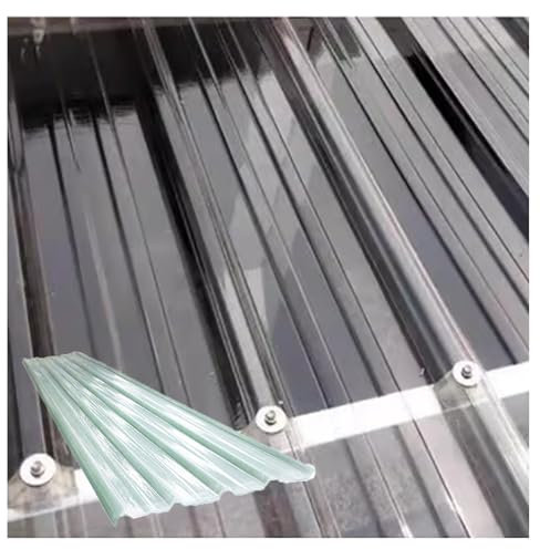 FRP-Tageslichtplatten,1.2mm Wandblech Dachblech,Transparent Wellplatten,Wärmeisolierende Dachplatten,Stoßfeste，für Den Austausch von Lagerschuppen Garagen Vordächern(Color:9pcs,Size:0.9*1.6m/35*63in)