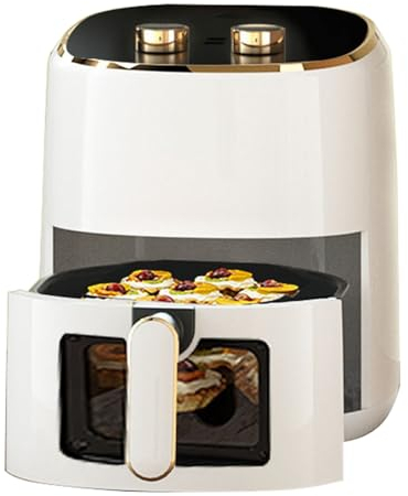 Vertical Single Drawer Air Fryer Has 1 Drawer And 1 Shelf Space-saving Design 5L Capacity 6 Cooking Functions White.(5L Mechanical model)