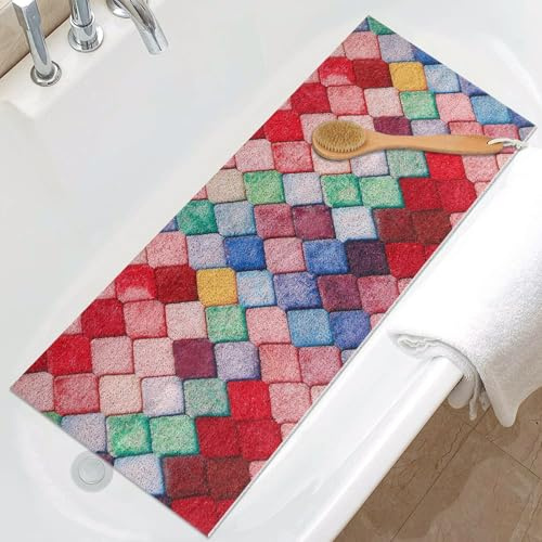 Duschmatte, rutschfest, Anti-Schimmel, Luffa-Duschmatten für Innendusche, weich strukturierte Badematte, rutschfest, Anti-Schimmel für Badezimmer und Nassbereiche, 40 x 100 cm