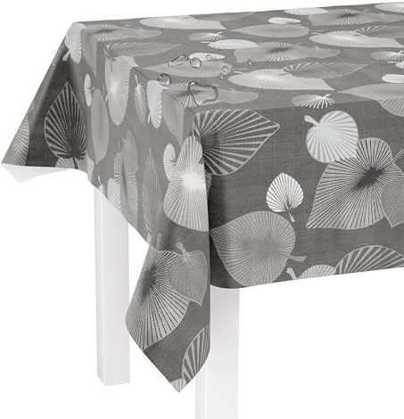 LILENO HOME tovaglia lavabile in tessuto grezzo 180x140cm (bordo tagliato) in stile Elegance grigio Motivo - tovaglia cerata idrorepellente ideale come tovaglia o runner per set da birreria