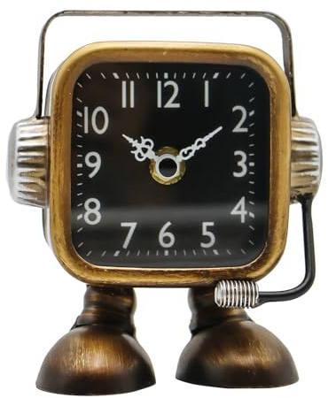 YOUKI Retro Steampunk Style Robot Table Clock,Horloges de Bureau et d'étagère de Style Industriel,Horloge décorative à Piles, silencieuse et sans tic-tac pour Le Bureau,