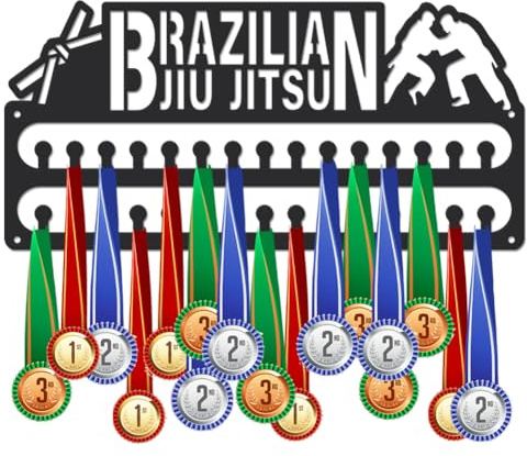 SUPERDANT Percha brasileña para medallas de Jiu-Jitsu para exhibir medallas deportivas, soporte para medallas para colgar medallas para colgar medallas para colgar medallas, 30 ganchos, negro mate,