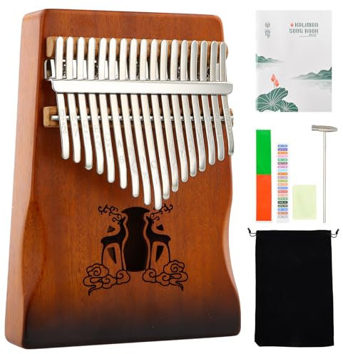 17 Tasten Fingerklavier Massivholz, Kalimba Daumenklavier, Tragbares Daumenklavie, Kalimba Geschenke, Thumb Piano, Musikinstrument für Anfänger, Studenten und Musikfans