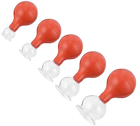 SECFOU 5pcs Cupping Therapy for Face Glass Rubber Cupping Cups Massage Device Therapy for Athletes Pain Relief Health Care