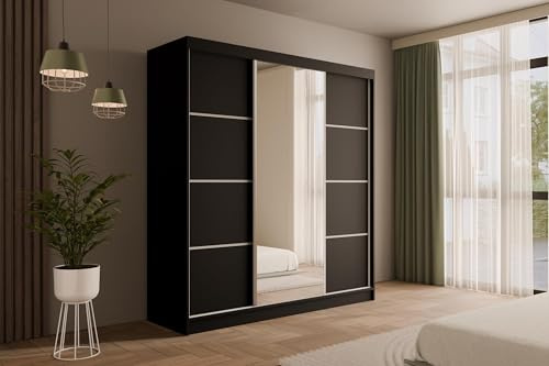 ALTDECOR Schwebetürenschrank mit Spiegel V2-LOFTIA - 215X200 | Garderobenschrank mit viel Stauraum, Vielseitiger , Schrank, Kleiderschrank