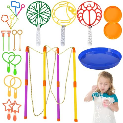 Yesmoyhe Seifenblasen Set Kinder, 24 Stück Seifenblasen Blase Zauberstab Set für Kinder, Zauberstab Einstellen Seifenblasen, Seifenblasen Blase mit Tablett, für Indoor und Outdoor Bubble Maker Spiele