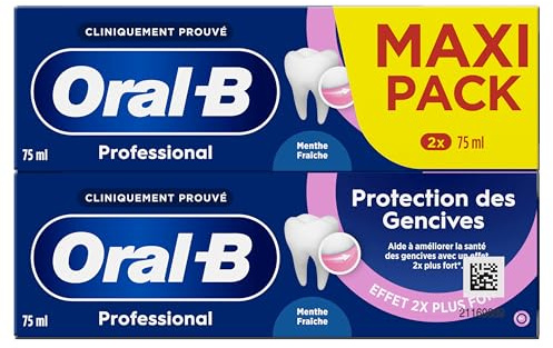 Oral-B Dentifrice Pour Protéger Les Gencives Professional Protection, Technologie Au Complexe Au Fluorure Stanneux Pour Des Gencives Plus Saines, Brossage Des Dents Quotidien, Maxi Pack 2x75ml