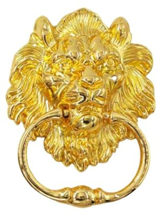 Türklopfer,TüRklopfer Aus Gusseisen Retro Golden Chrom Silber Löwenkopf Massivholz Türklopfer Griff Bronze Sofa Stuhl Rückenlehne Ring Griff(Gold)
