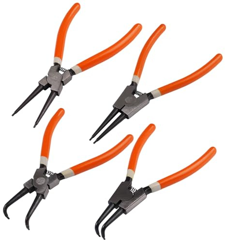 Set med fjäderringstång, 180 mm hoppringstång sats 4 delar, industriellt kolstål rostskydd sjötång set, säkringsringstång utomhus/insida med hållbara fjädrar och halkfria handtag