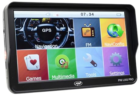 Sistema de navegación GPS PNI L512 Pro con Parasol, 7 Pulgadas, 800 MHz, 512 MB DDR, 16 GB de Memoria Interna, transmisor FM