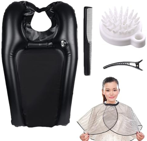 Bassin à shampooing gonflable en PVC avec peignes à clip pour châle, plateau léger pour évier et usage domestique, 60 x 38 x 10 cm