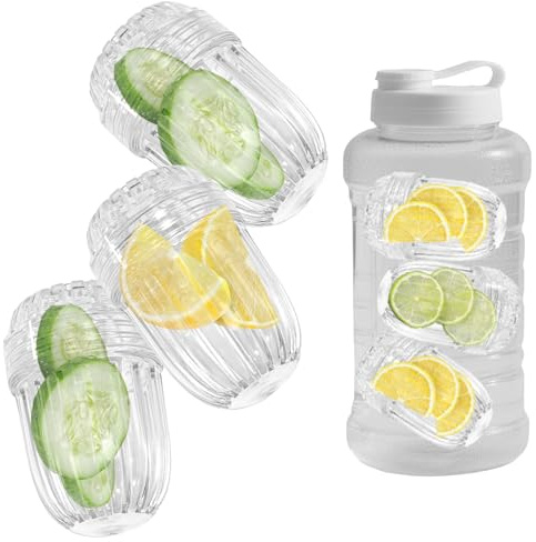 3PCS Fruit Infuser,Plastic Mesh Detachable Tea Filter Strainer Balls for Loose Leaf Tea/Coffee/Fruit, Compatible with Stanley/Hydro Flask Wide Mouth Bottles, Transparent Tea Diffuser Basket with Lid