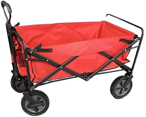 HYKJCSS Chariot à roulettes Caddie Se Pliant De Chariot À Chariot À Chariot De Jardin pour Le Camion Extérieur De Traction De Camping avec 4 Roues Chariot Plage Transport(Rot)