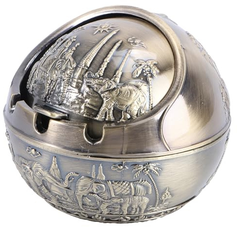 ARTSEWPLY Elefante Cenicero de Zinc de Aleación Forma de Escritorio | Cenicero Antiolores, Decorativo para Hogar y Habitación, Diseño Simple E Innovador, 1